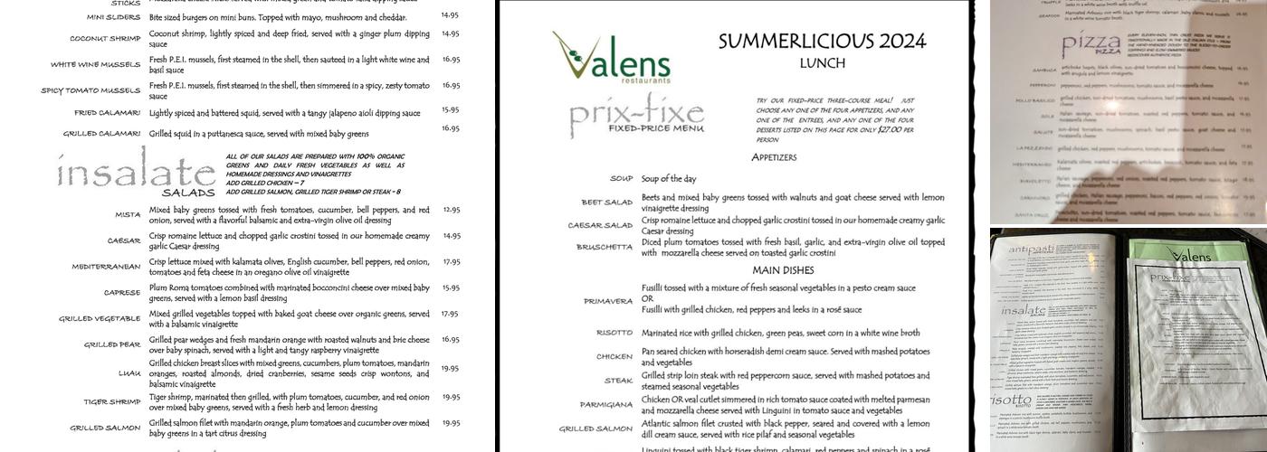 Valens Restaurant Inc Menu