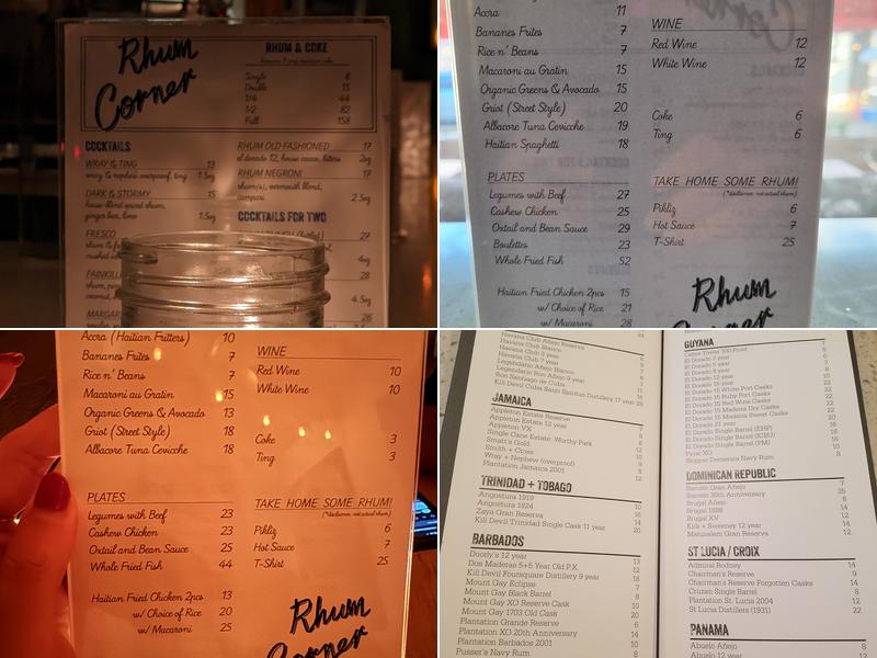 Rhum Corner Menu