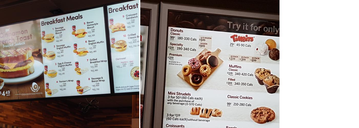 Tim Hortons Menu