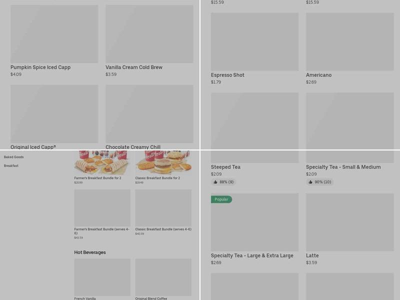 Tim Hortons Menu