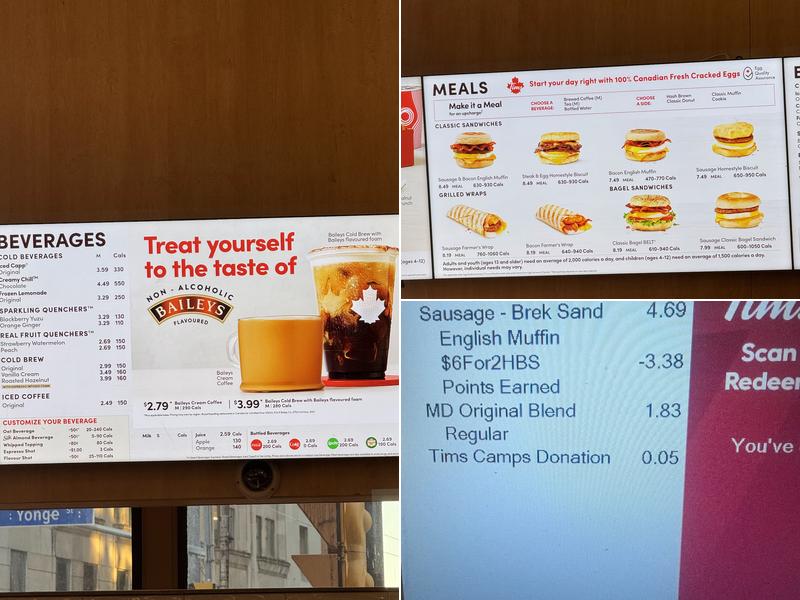 Tim Hortons Menu