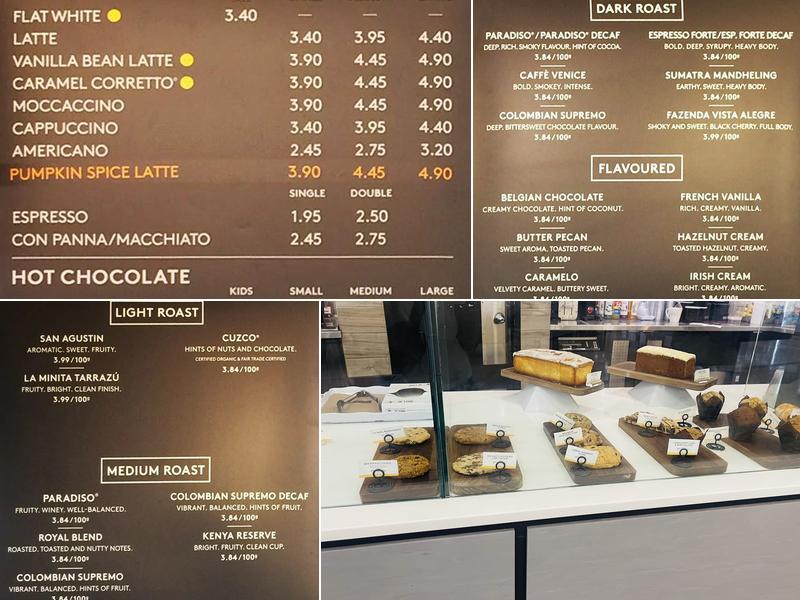Second Cup Café Menu
