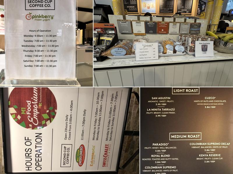 Second Cup Café Menu