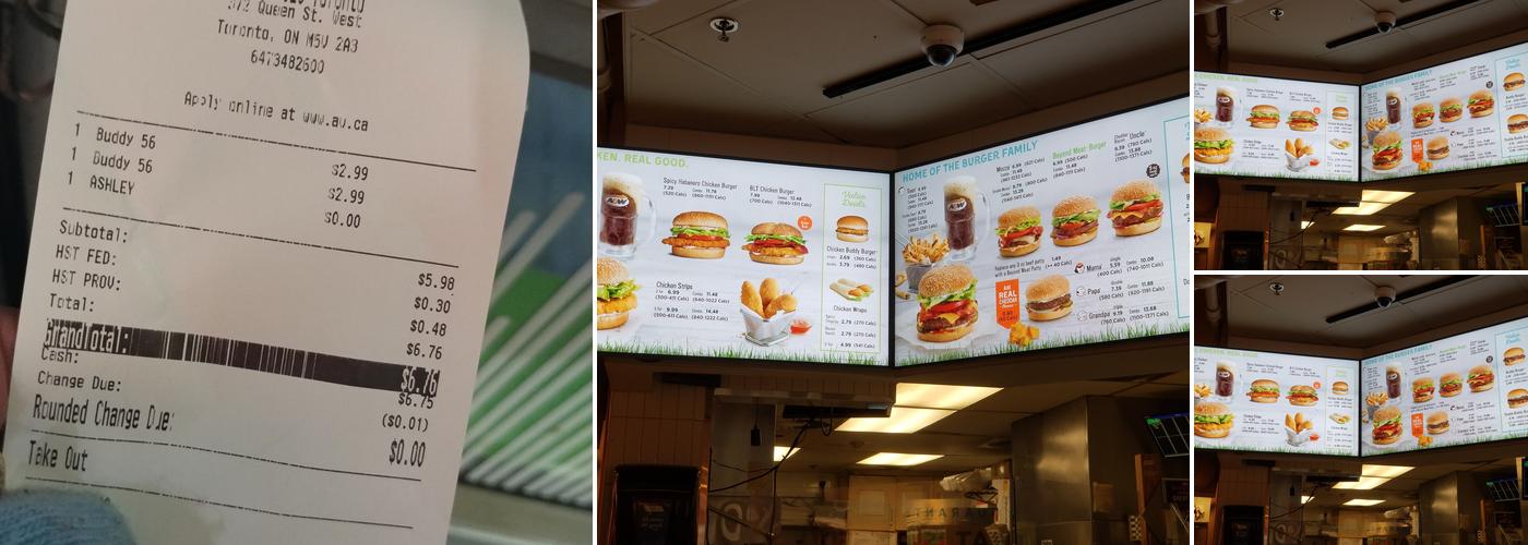 A&W Canada Menu