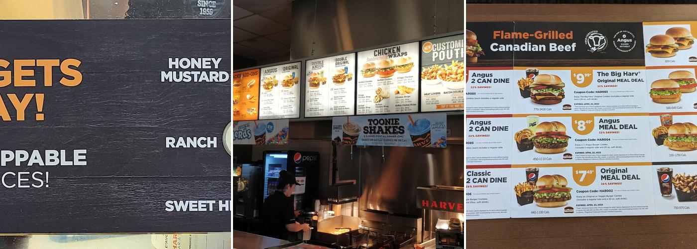 Harvey's Menu