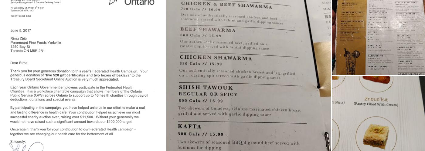 Paramount Middle Eastern Kitchen Menu