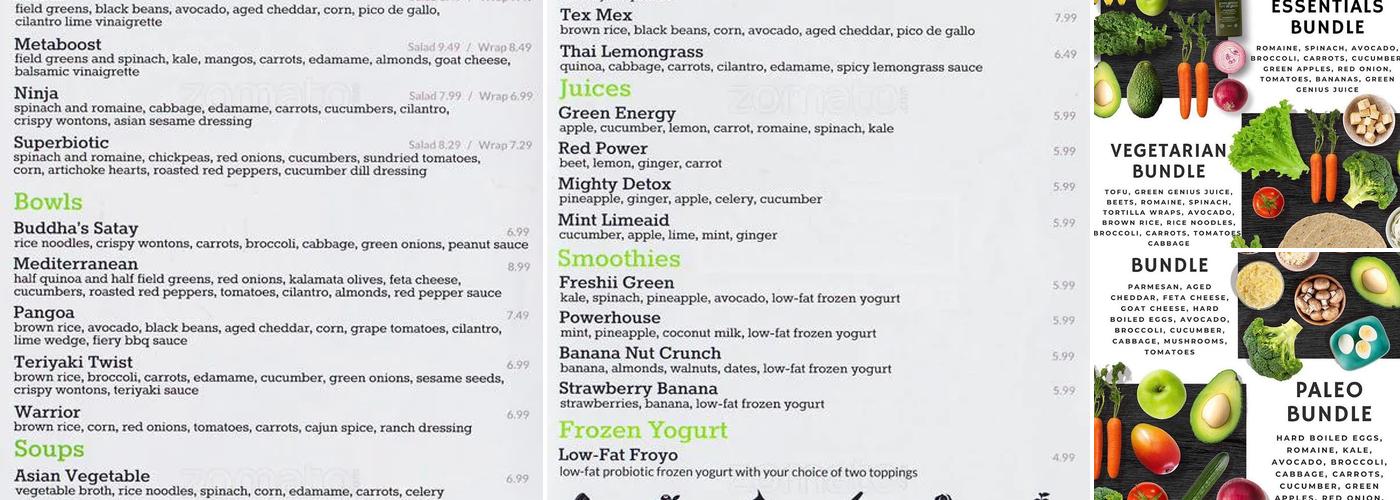 Freshii Menu