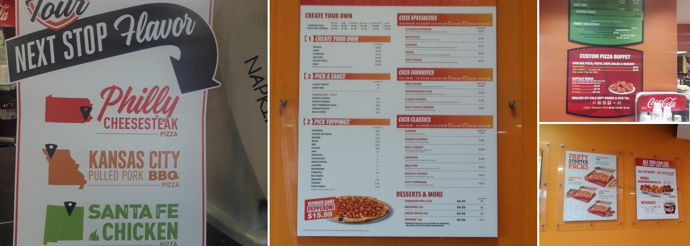 Cicis Pizza Menu
