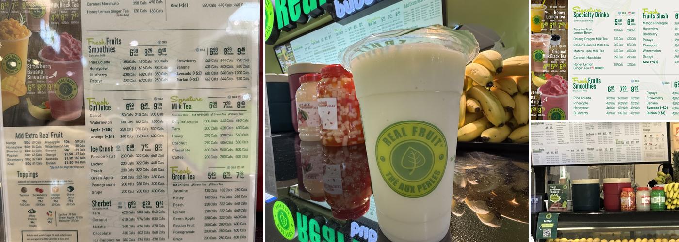 Real Fruit Bubble Tea Menu