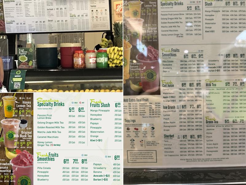 Real Fruit Bubble Tea Menu