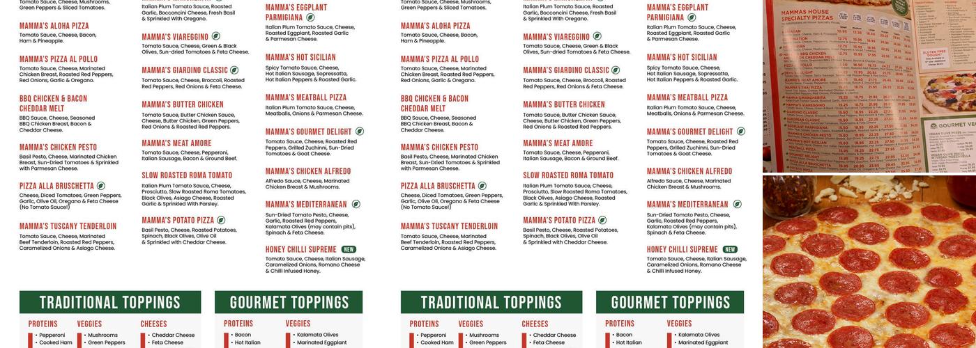 Mamma's Pizza Menu