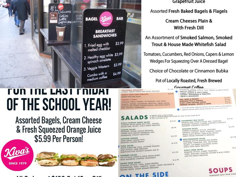 Kiva's Bagel Bar Menu
