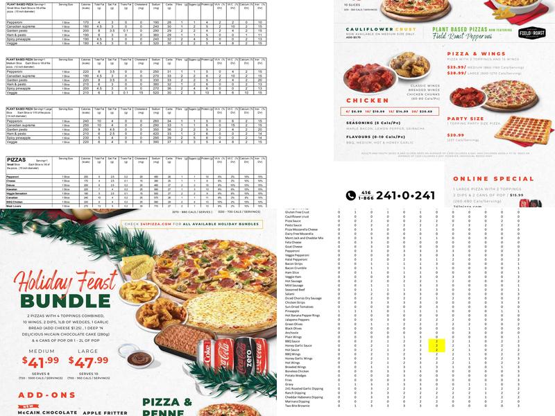 241 Pizza Menu