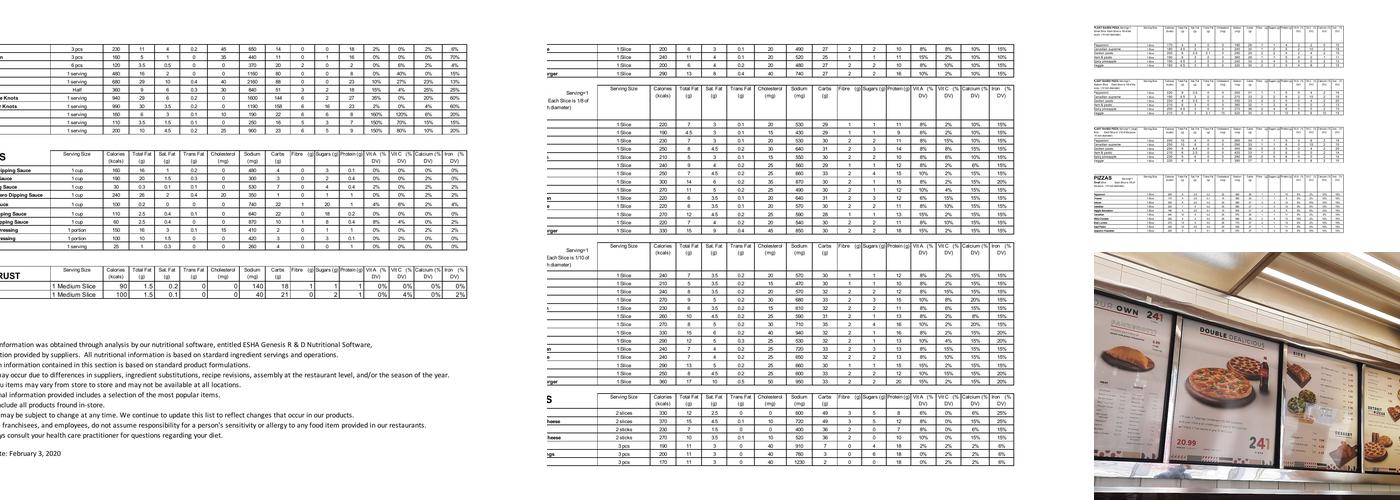 241 Pizza Menu