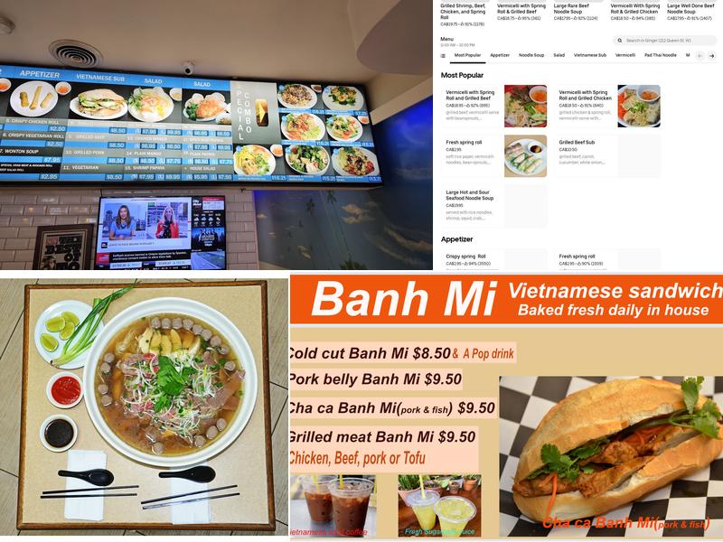 Ginger Restaurant Menu