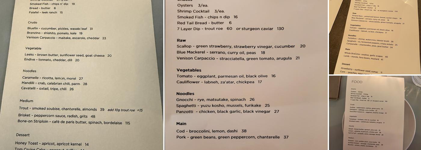 Grey Gardens Menu