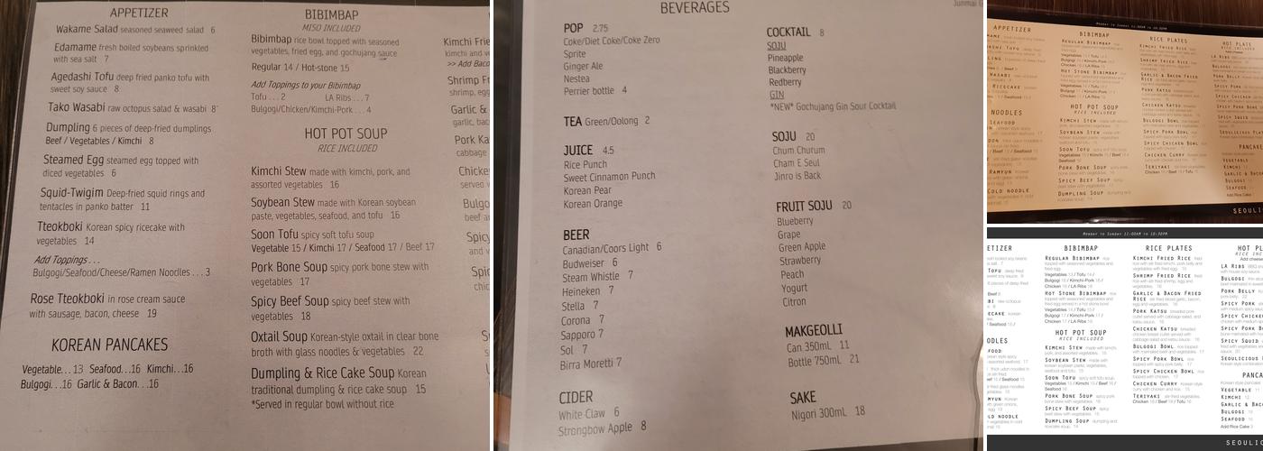 Seoulicious Menu