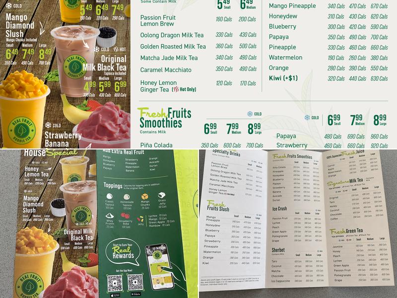 Real Fruit Bubble Tea Menu