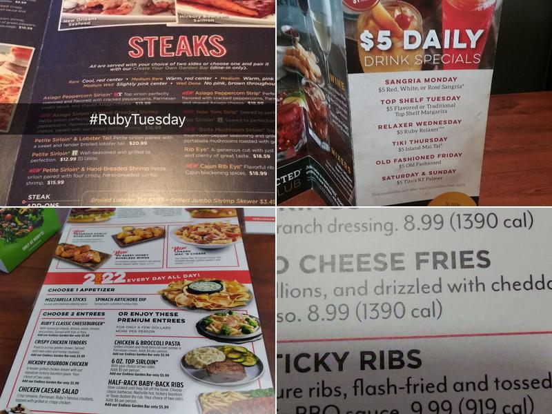 Ruby Tuesday Menu