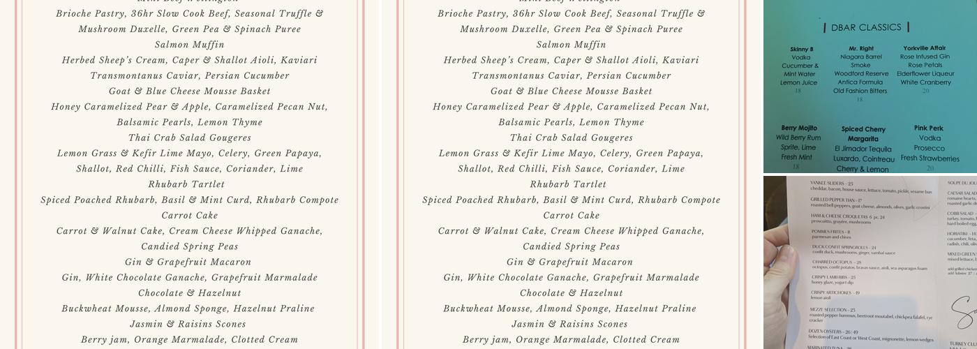 d|bar Menu