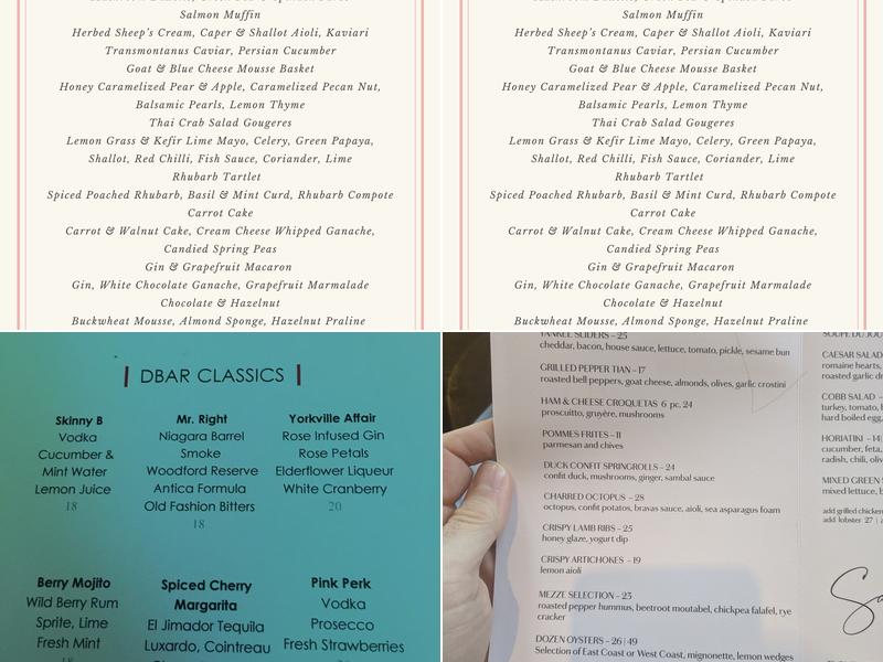 d|bar Menu