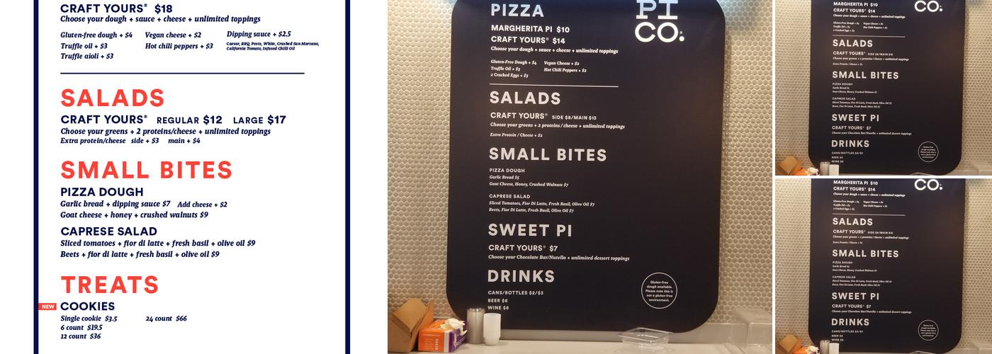 Pi Co. Menu