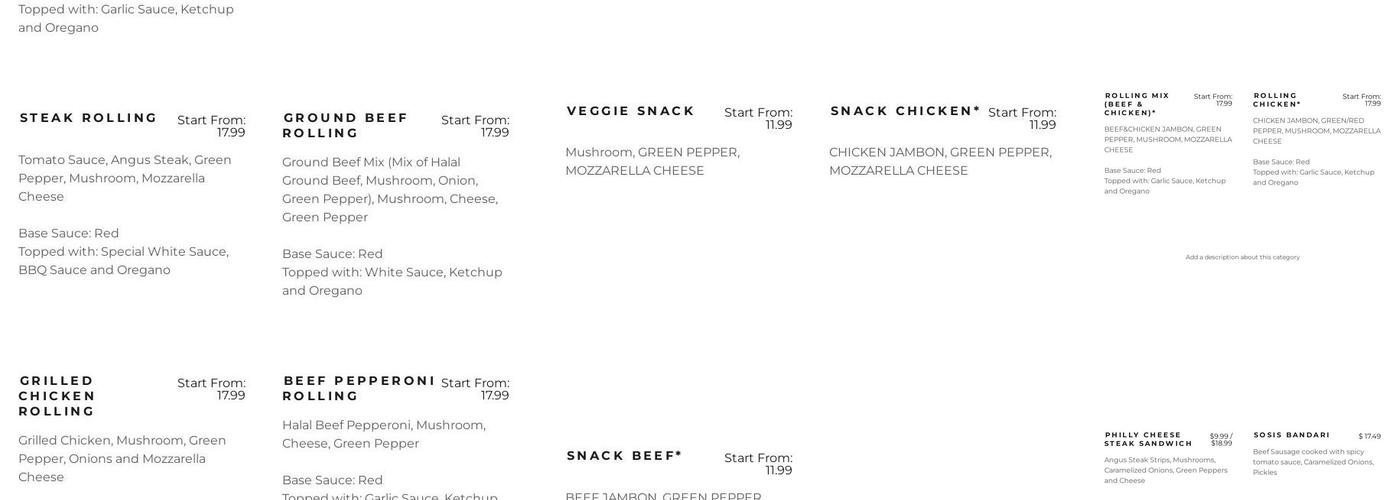Pizza Shab Menu