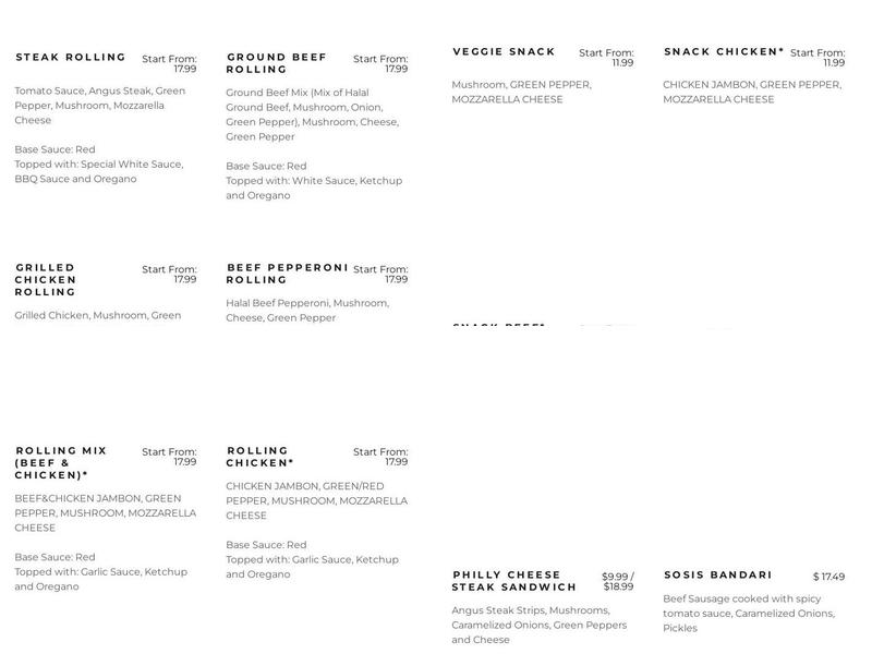 Pizza Shab Menu