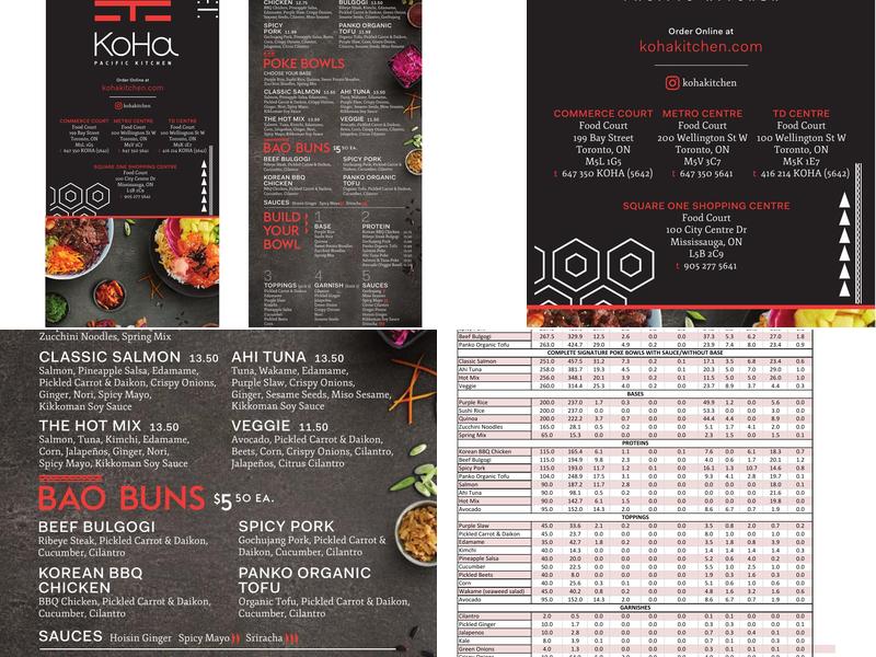 Koha Pacific Kitchen Menu