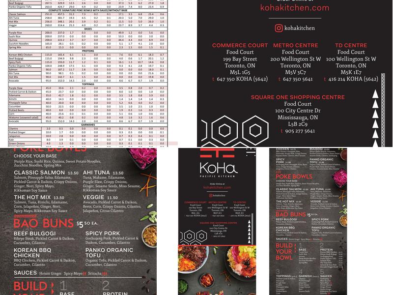Koha Pacific Kitchen Menu