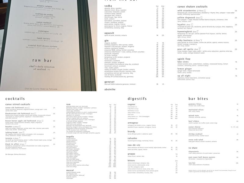 Canoe Menu