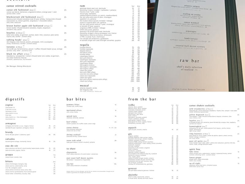 Canoe Menu