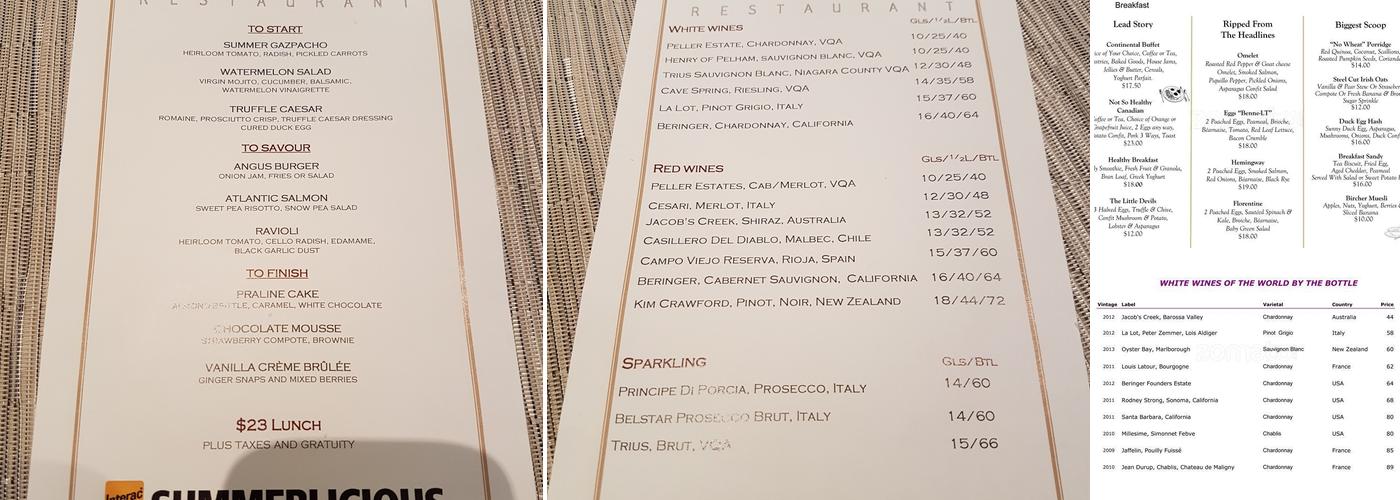 Signatures Restaurant Menu