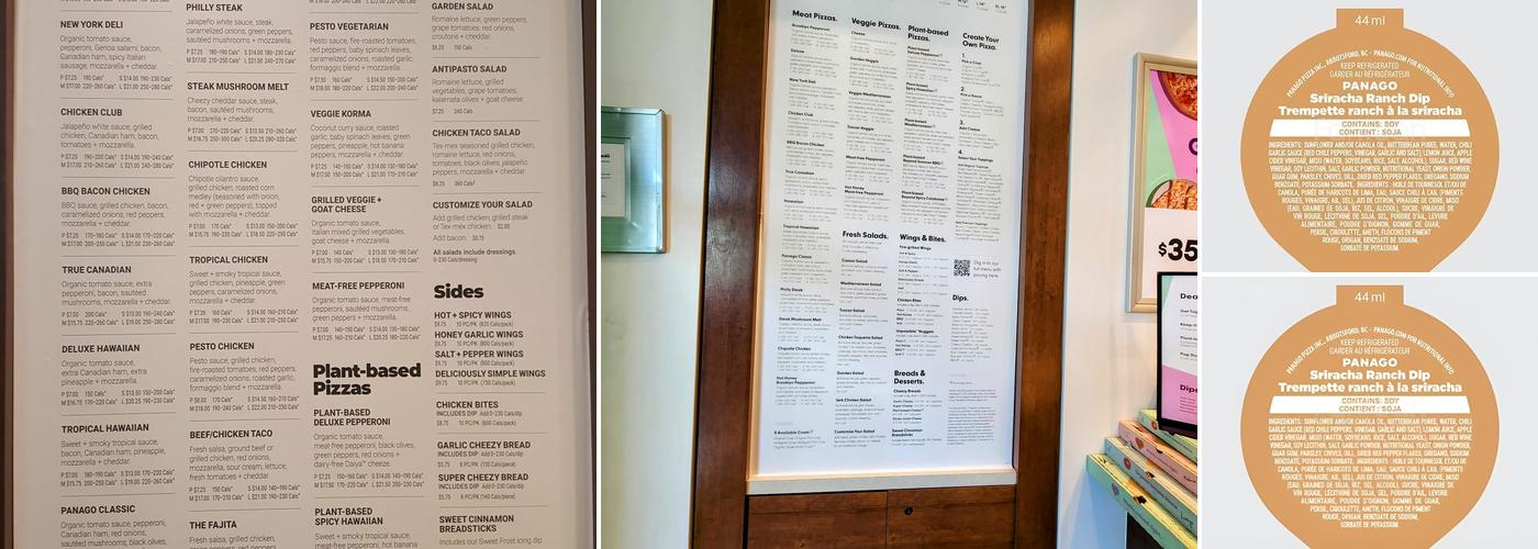 Panago Pizza Menu
