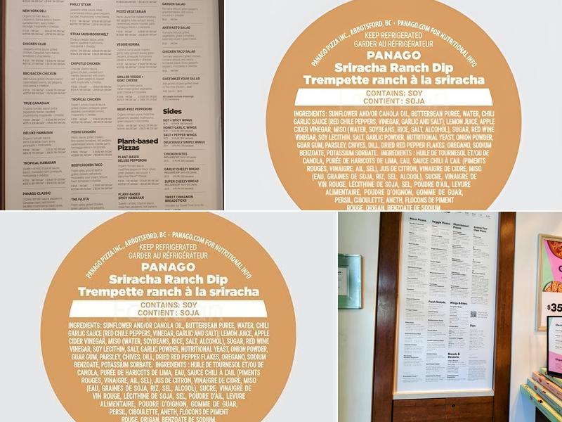 Panago Pizza Menu