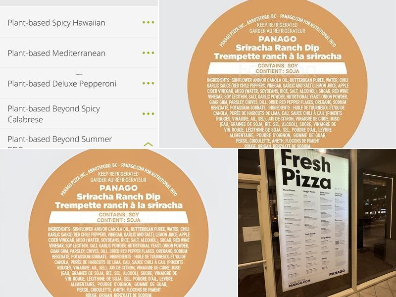 Panago Pizza Menu