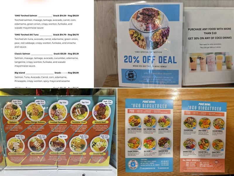 'ONO Poké Bar Menu