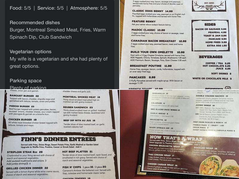 Finn’s Pub Menu