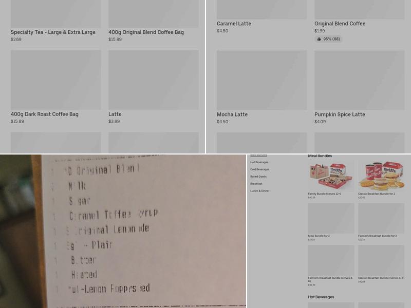 Tim Hortons Menu