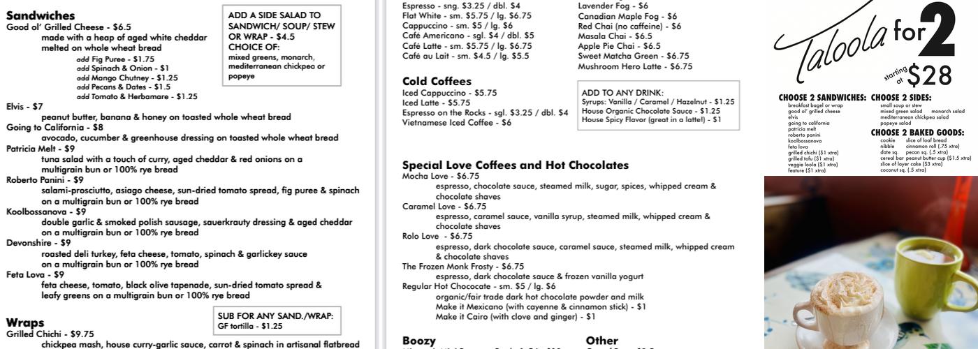 Taloola Café Menu