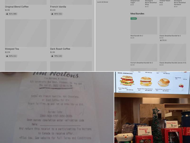 Tim Hortons Menu