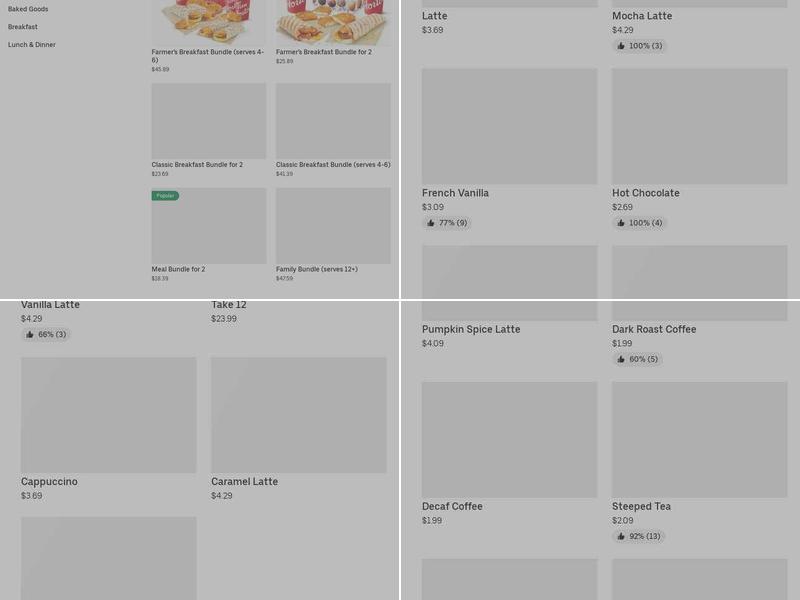 Tim Hortons Menu