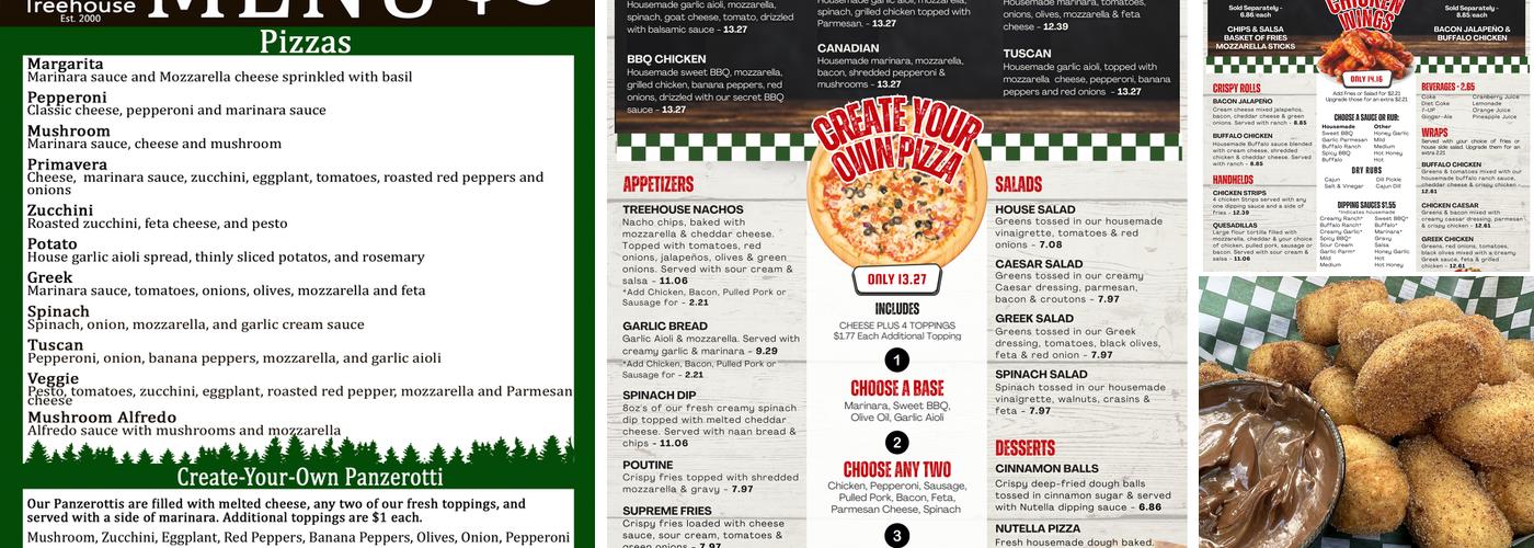 Treehouse Bar & Grill Menu