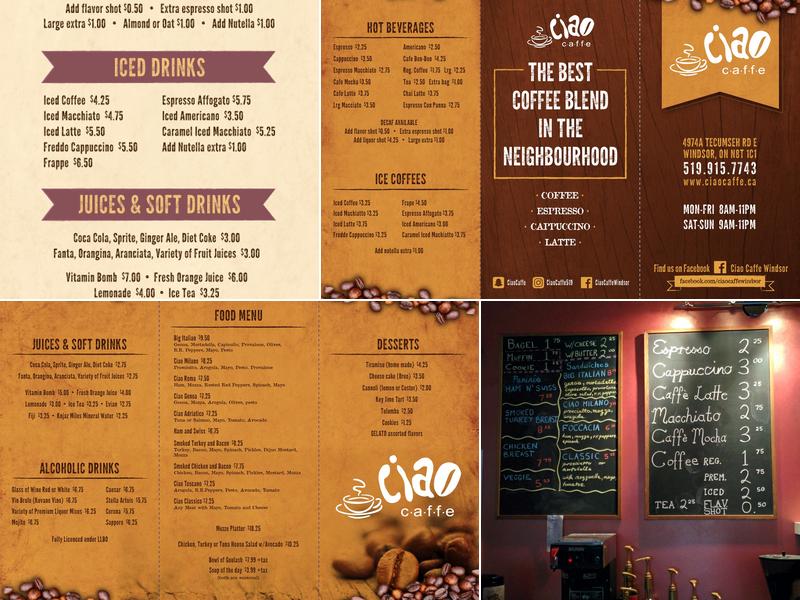 Ciao Caffe Menu