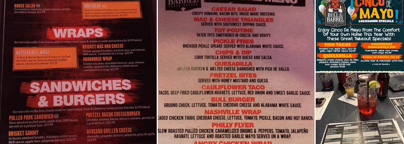 The Bull & Barrel Urban Saloon Menu