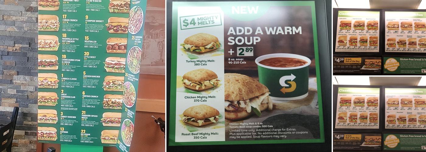 Subway Menu