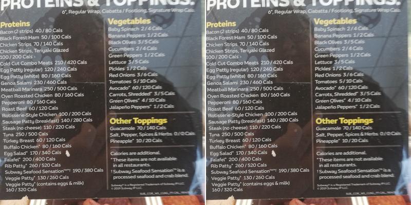 Subway Menu