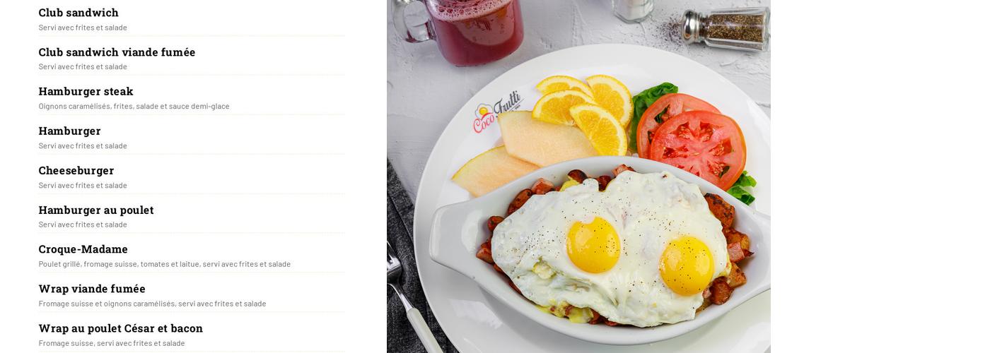 Coco Frutti Alma Menu