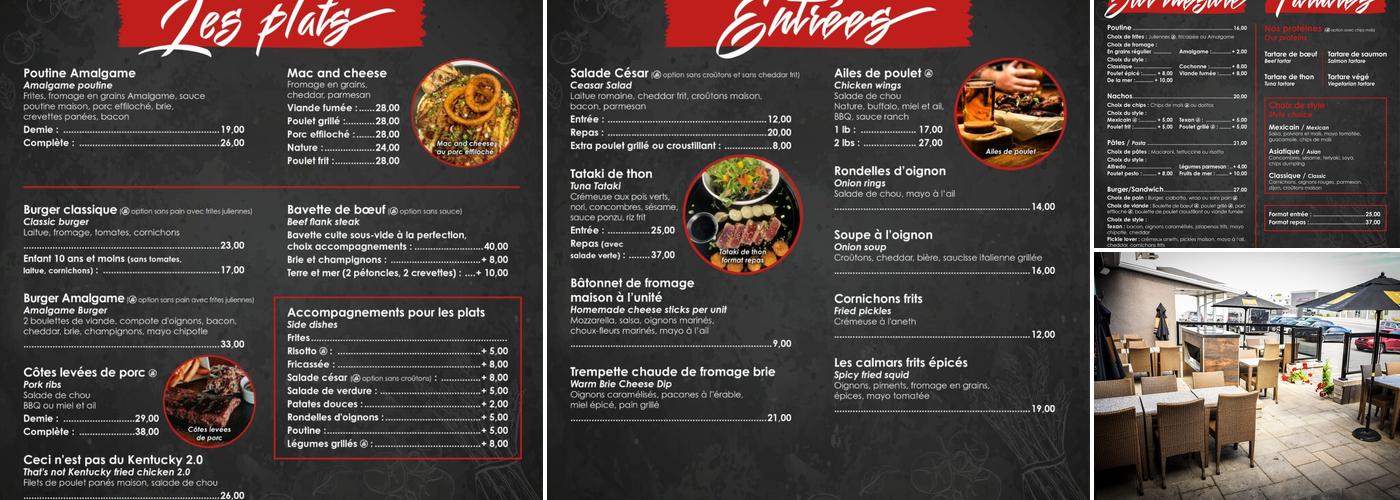 Amalgame pub urbain Menu