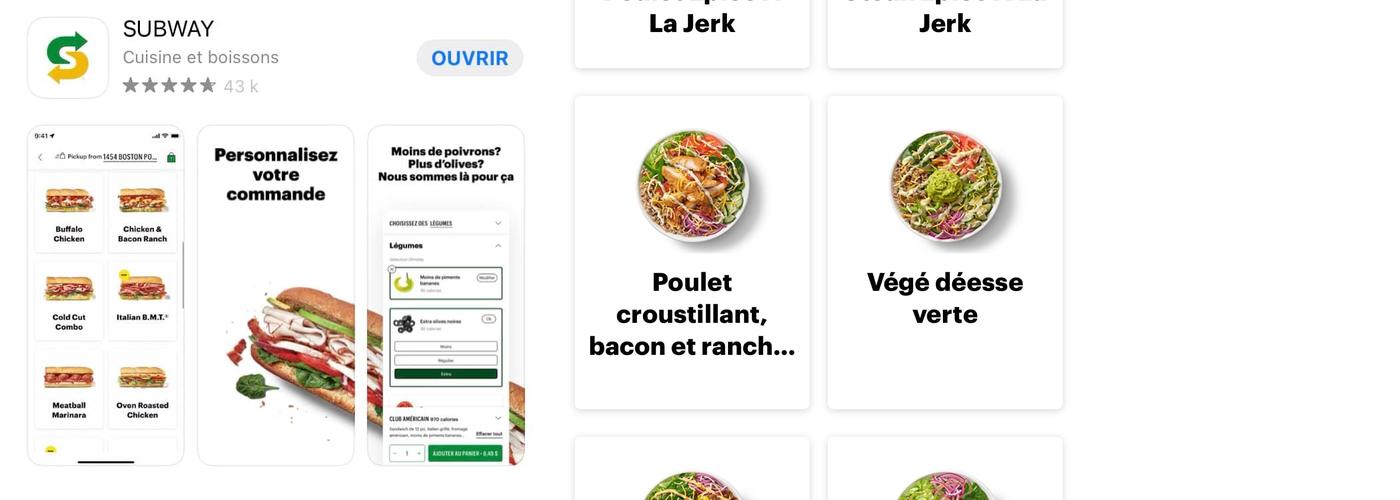 Subway Menu